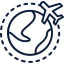 Airplane over globe illustration